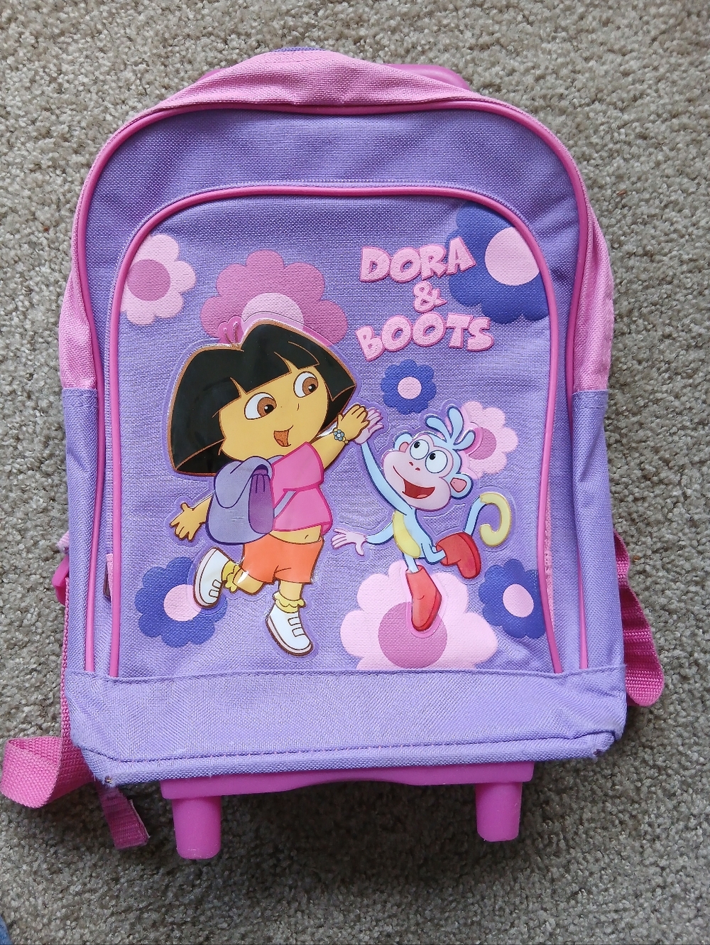 Vintage Dora The Explorer Roller Backpack Suitcase with Boots